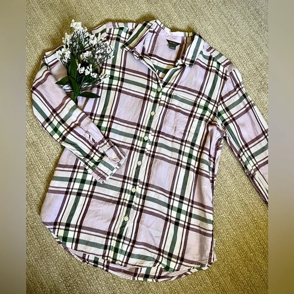 Eddie Bauer Tops - Eddie Bauer Pastel Plaid Flannel Top - Small
